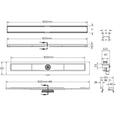 Душевой лоток Berges Wasserhaus B1 Keramik 090016 50 Матовый хром Душевой лоток Berges Wasserhaus B1 Keramik 090016 50 Матовый хром