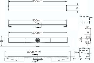 Berges Wasserhaus C1 Norma 80 090039 Душевой лоток Матовый хром Berges Wasserhaus C1 Norma 80 090039 Душевой лоток Матовый хром