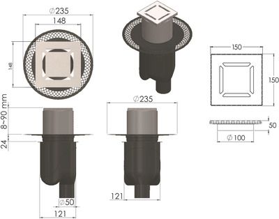 Душевой трап Berges Wasserhaus Platz Norma 090059 15x15 см Душевой трап Berges Wasserhaus Platz Norma 090059 15x15 см
