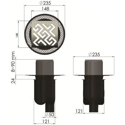 Душевой трап Berges Wasserhaus Platz Antik 090061 15x15 см Душевой трап Berges Wasserhaus Platz Antik 090061 15x15 см