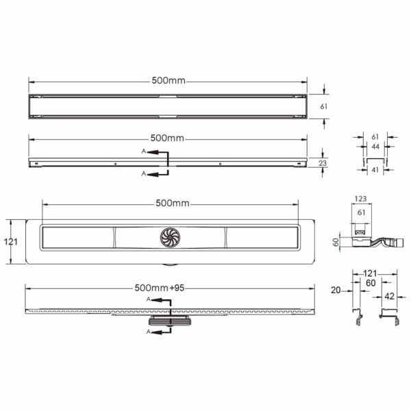 Душевой лоток Berges Wasserhaus B1 Keramik 090116 50 Матовый хром Душевой лоток Berges Wasserhaus B1 Keramik 090116 50 Матовый хром