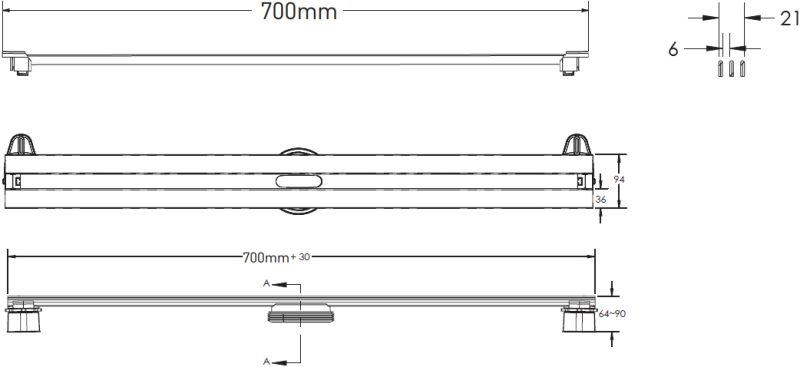 Душевой лоток Berges Wasserhaus Super Slim 090153 70 Матовый хром