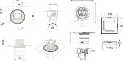 Душевой трап Berges Wasserhaus Zentrum Norma 090462 10х10 Матовый хром Душевой трап Berges Wasserhaus Zentrum Norma 090462 10х10 Матовый хром
