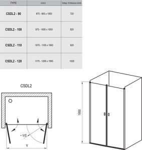 Душевая дверь Ravak Chrome CSDL2-90 0QV7C10LZ1 Transparent профиль белый