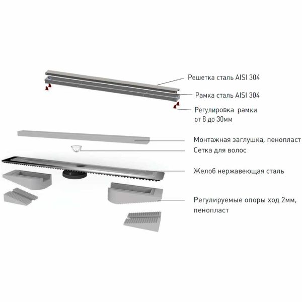 Душевой лоток Berges Wasserhaus B1 Keramik 091120 90 Хром глянец