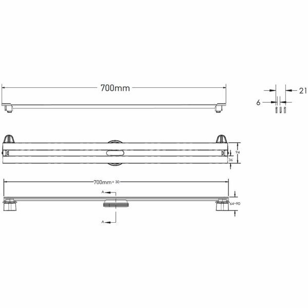 Душевой лоток Berges Wasserhaus Super Slim 091153 70 Хром глянец
