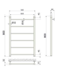 Полотенцесушитель водяной Indigo Line LLW80-50BR 80x50 см чёрный муар