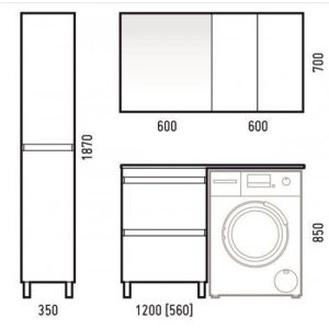 Тумба под раковину для стиральной машины Corozo Альтаир 120 белый SD-00000500
