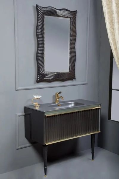 Тумба под раковину Armadi Art Vallessi Avangarde Canale 80см чёрный/золото 843-080-BG