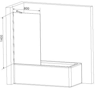 Шторка на ванну Am.Pm Gem 140x80см чёрный матовый W90BS-080-140BM