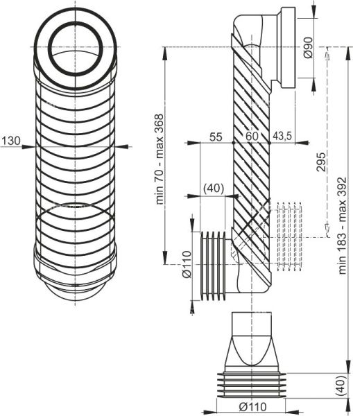 Колено стока AlcaPlast 90/110 Slim MS906 Колено стока AlcaPlast 90/110 Slim MS906