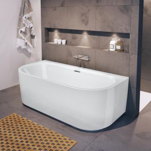 Акриловая ванна Riho Desire Back2Wall Glossy Sparkle System LED Fall B089014005 180x84см с аэромассажем и подсветкой заполнение через перелив белый