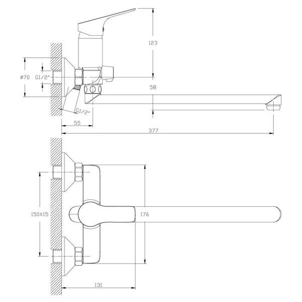 Смеситель для ванны Rossinka RS29-33 Хром