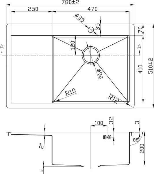 Мойка кухонная Zorg Inox RX R 7851-R