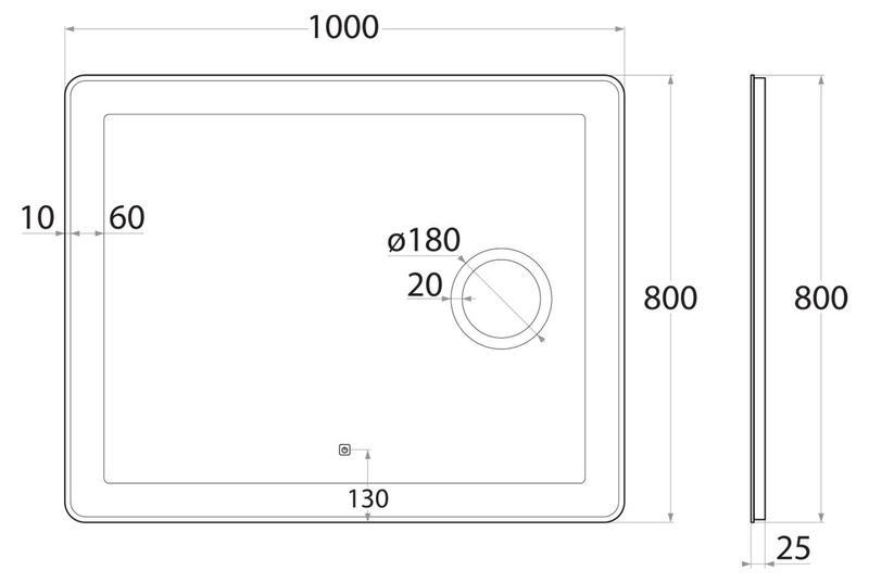 Зеркало с подсветкой и косметической линзой Art&Max Latina 100x80см AM-Lat-1000-800-DS-F-X3