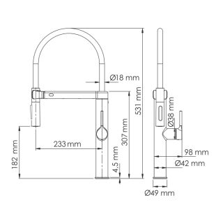 Смеситель для кухни WasserKRAFT A8827 с гибким изливом никель