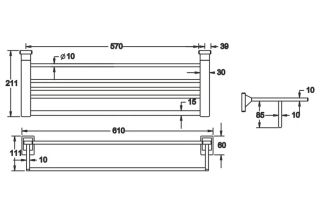 Полка для полотенец Rose RG1608 61см хром Полка для полотенец Rose RG1608 61см хром