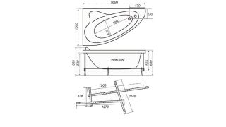 Фолдон BAS Николь левая, 1700х1020, комплект крепления Э 00027 Фолдон BAS Николь левая, 1700х1020, комплект крепления Э 00027