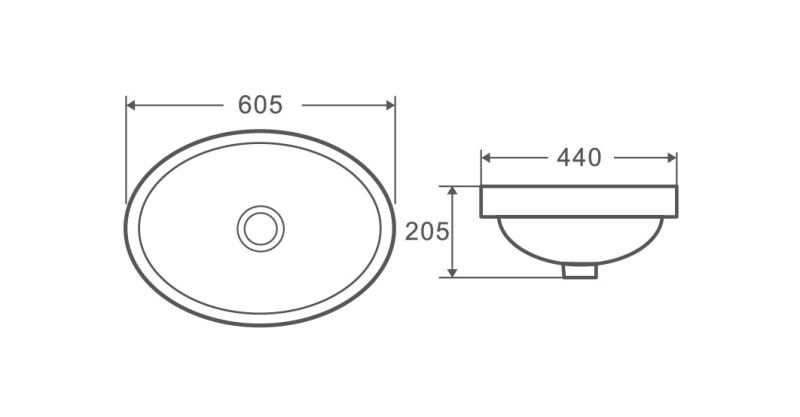 Раковина под столешницу D&K Venice белая 605*440*205мм (DT1021716)