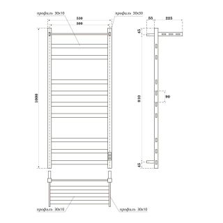 Полотенцесушитель электрический Point Меркурий PN83850PB П9 500x1000 с полкой  черный