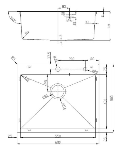 Кухонная мойка D&K DKS605004 60см сатин
