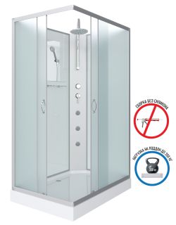 Душевая кабина Niagara NG-43185-14QBKTG с гидромассажем 110x80см серебро/матовое