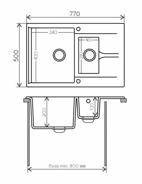 Мойка кухонная Polygran BRIG-770 серый 621398