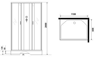 Душевая кабина Niagara NG-43185-14QBKG с гидромассажем 110x80см серебро/матовое