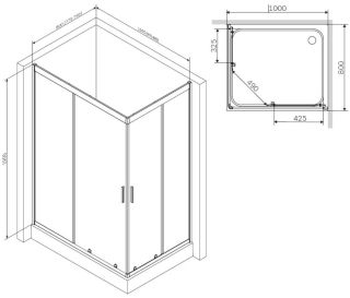 Душевой уголок Am.Pm Gem 100x80см чёрный матовый W90G-404-100280-BT Душевой уголок Am.Pm Gem 100x80см чёрный матовый W90G-404-100280-BT