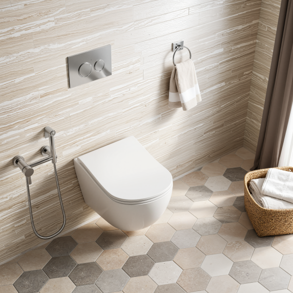 Унитаз подвесной безободковый (торнадо) D&K M?nchen 520*360*360мм, сиденье микролифт, белый (DT1566516)