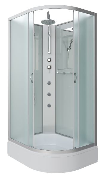 Душевая кабина Niagara NG-33084-14LBKTG с гидромассажем 100x80см серебро/матовое