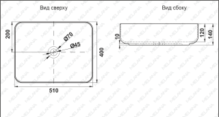 Накладная раковина Melana 320353MB-805 50см чёрный матовый Накладная раковина Melana 320353MB-805 50см чёрный матовый