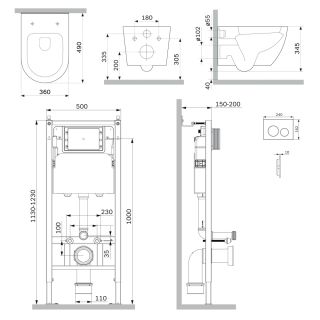 Инсталляция Am.Pm PrimeFit IS90251.801901 с подвесным унитазом AquaSpin 2.0 и клавишей смыва хром