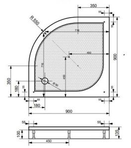 Экран для поддона Эстет Омега ФР-00000890 90x90см