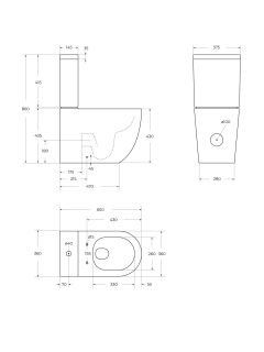 Чаша унитаза Cezares Вектор (Stylus) CZR-538-CP-TOR/SC безободковый белый