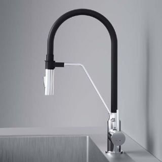 Смеситель для кухни Am.Pm Tender F45A13000 с гибким изливом хром/чёрный