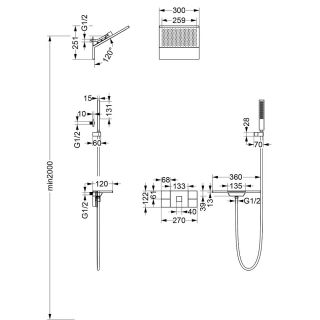 Верхний душ Vincea Futura VSHD-2F11MB чёрный
