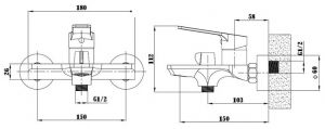 Смеситель для ванны ESKO Singapore black SB 54 черный