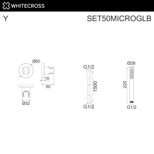 Душевая лейка WHITECROSS SET50MICROGM оружейная сталь