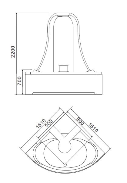 Акриловая ванна Gemy G9069 O 151x151x220 Акриловая ванна Gemy G9069 O 151x151x220