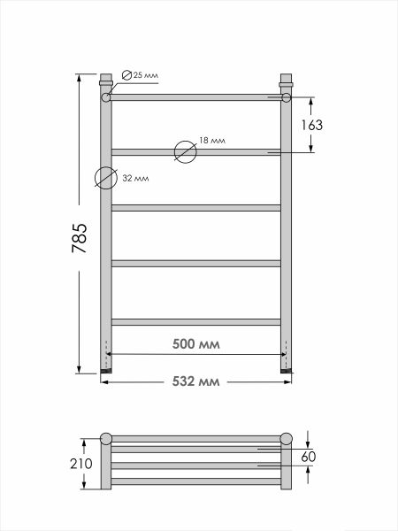 Полотенцесушитель водяной Indigo Line LLSHW80-50P с полкой 80x50 см хром