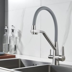 Смеситель для кухни Shevanik S968L с подключением фильтра сатин