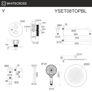 Душевой комплект термостатический WHITECROSS Y YSET08TOPCR хром Душевой комплект термостатический WHITECROSS Y YSET08TOPCR хром