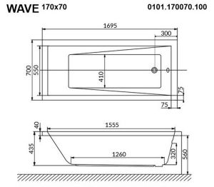 Гидромассажная ванна Whitecross Wave 0101.170070.100.SOFT.CR 170x70см Soft хром
