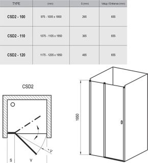 Душевая дверь Ravak Chrome CSD2-110 0QVDCC00Z1 Transparent профиль хром