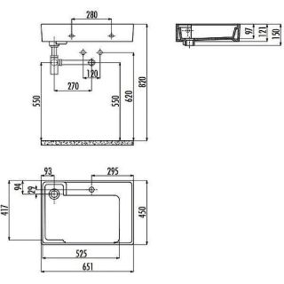 Консоль с раковиной Creavit AR065-M + AR065 68 см чёрный