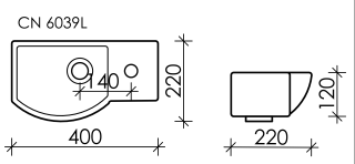 Подвесная раковина Ceramica Nova Element CN6039L 40см отверстие под смеситель справа белый Подвесная раковина Ceramica Nova Element CN6039L 40см отверстие под смеситель справа белый