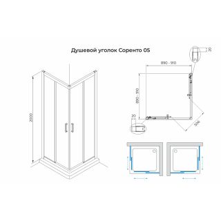 Душевой уголок Terminus Соренто 5ES90х90C 90x90 см профиль хром стекло прозрачное