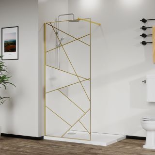 Душевая перегородка Azario Walk-in AZ-271-120-BGL-CGP 120 см профиль брашированное золото стекло с узором