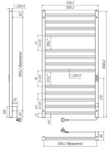 Полотенцесушитель электрический Indigo Attic Romb LСLATCRE100-50BRRt 100x50 см чёрный муар